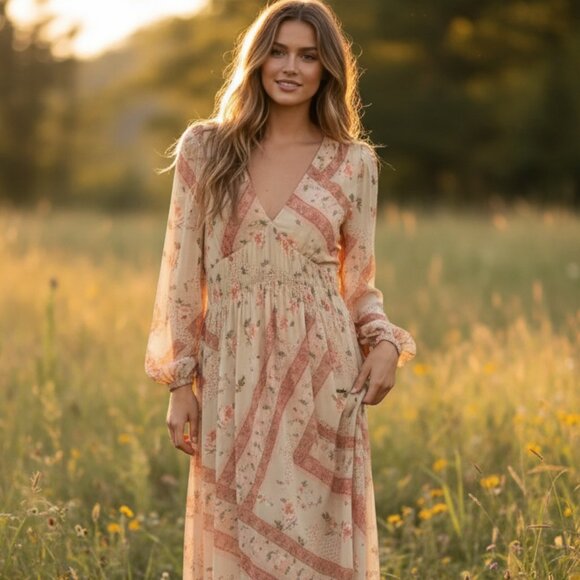 Astr Dresses & Skirts - NWT ASTR The Label Sand Maxi Dress Sand Floral